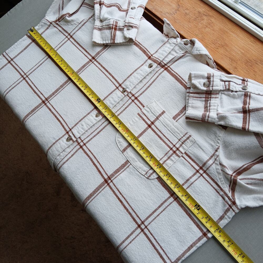 Universal Thread Cream & Brown Plaid Flannel Button-up Shirt XXL relaxed fit - Picture 10 of 14